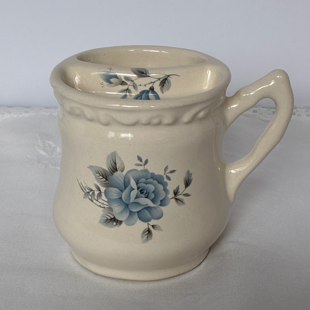 Vtg Athena VB Shaving Mug Scuttle Blue Rose Floral Barber Shop Cottage Retro